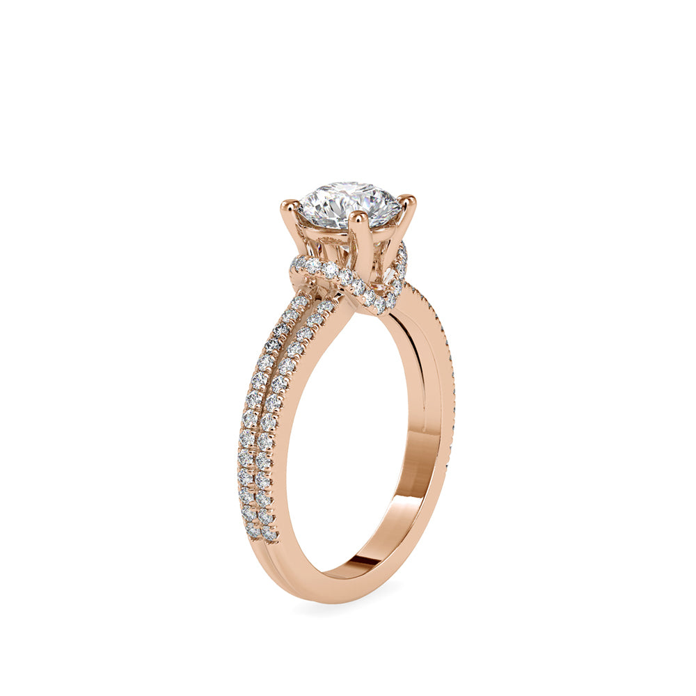SKU: 0073 (18K) Double Pave Solitaire Ring in Rose Gold.