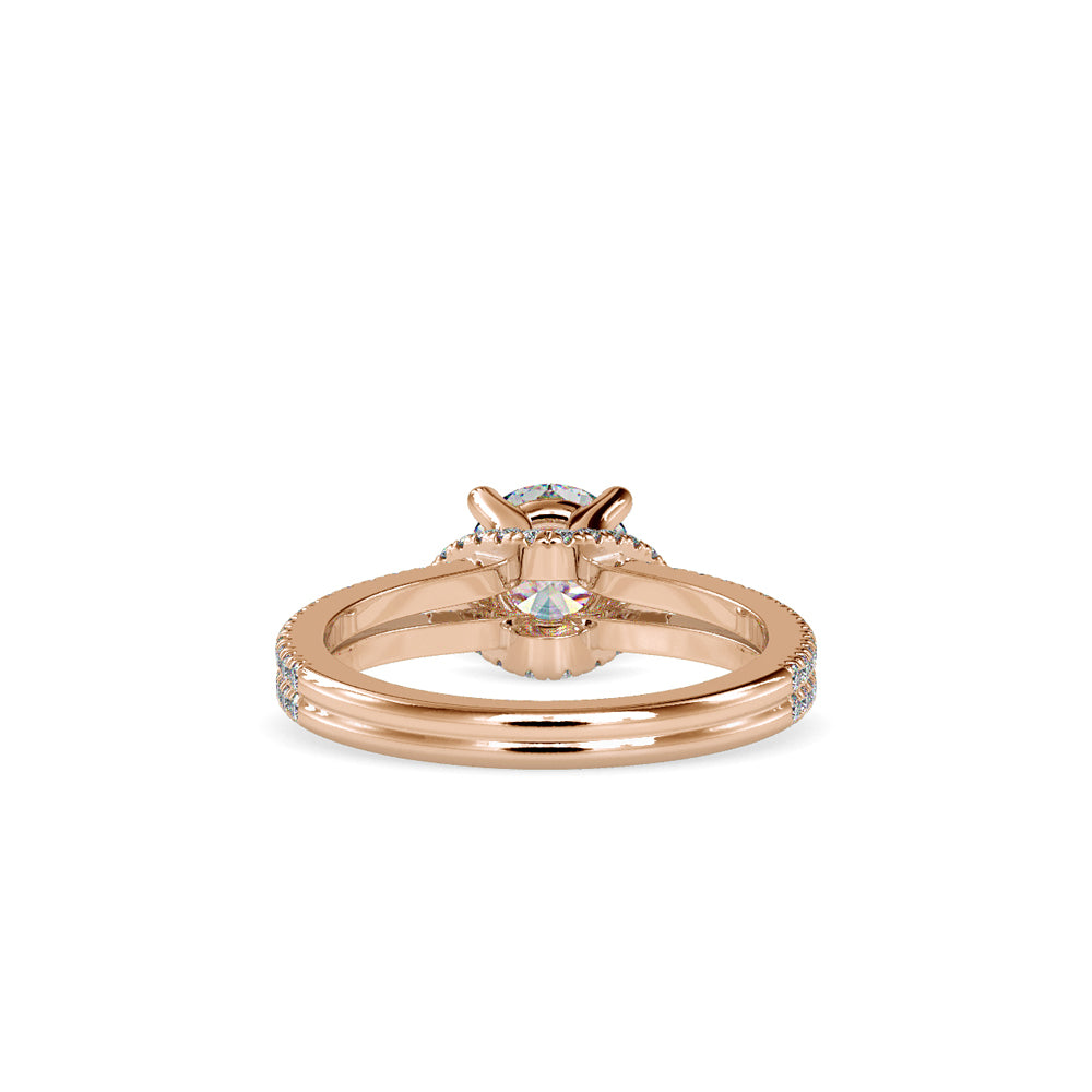 SKU: 0073 (18K) Double Pave Solitaire Ring in Rose Gold.