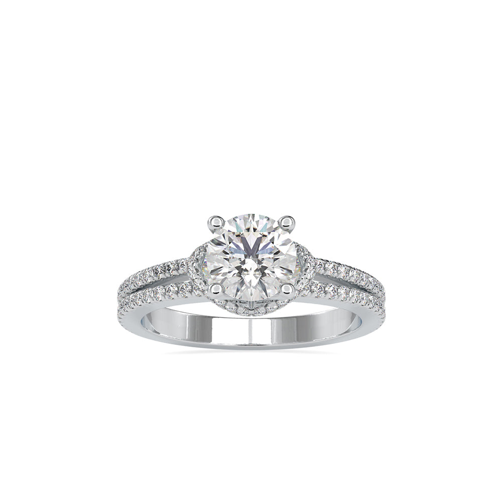 SKU: 0073 (18K) Double Pave Solitaire Ring in Rose Gold.