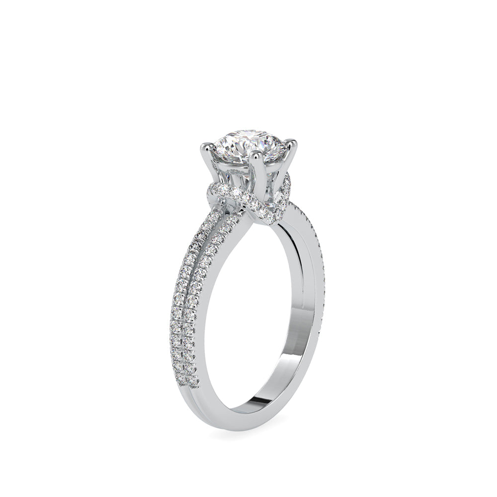 SKU: 0073 (10K) Double Pave Solitaire Ring in Rose Gold.