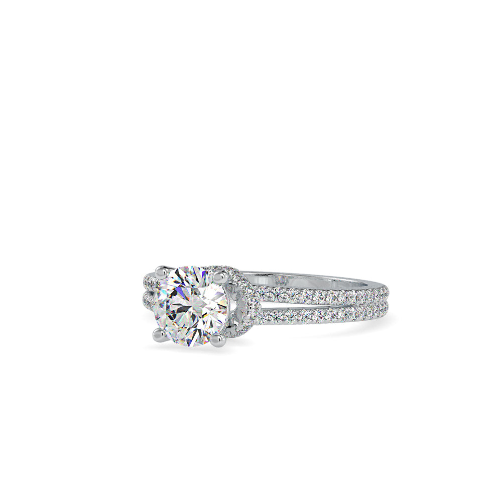 SKU: 0073 (14K) Double Pave Solitaire Ring in Rose Gold.