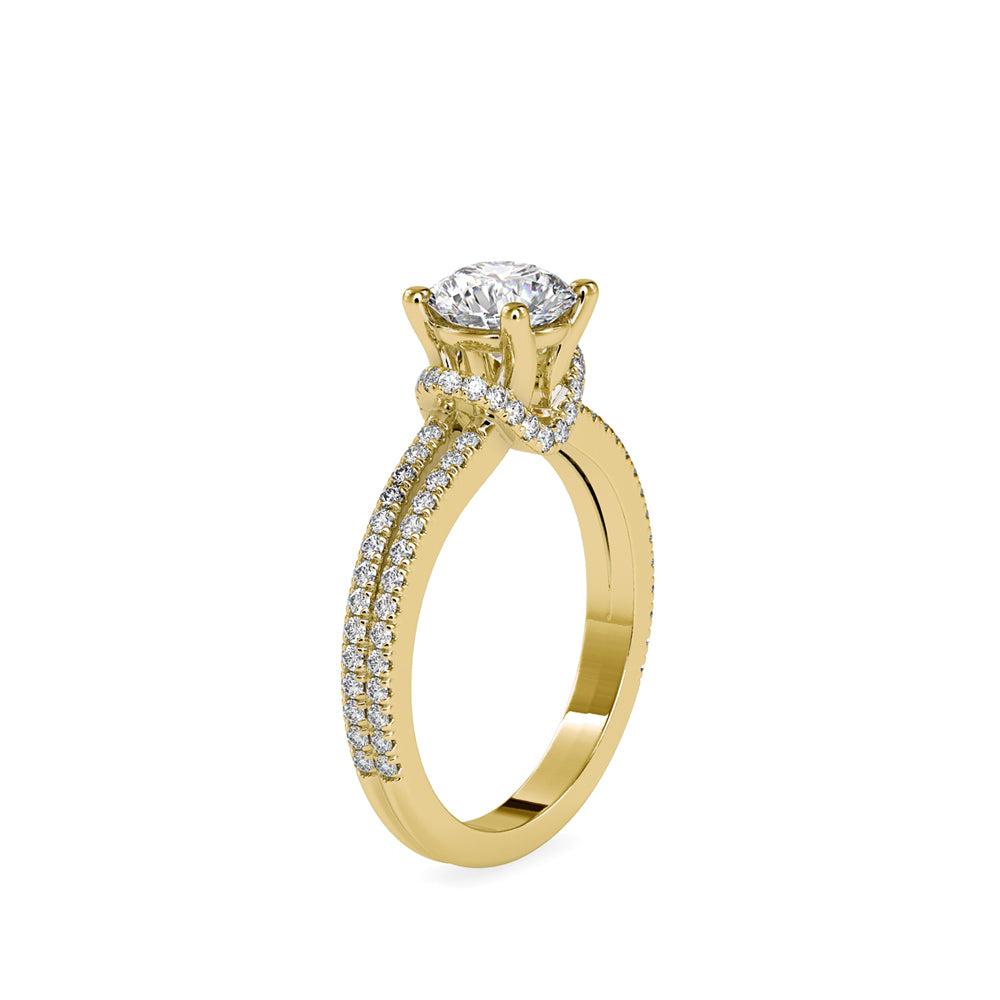 SKU: 0073 (18K) Double Pave Solitaire Ring in Rose Gold.
