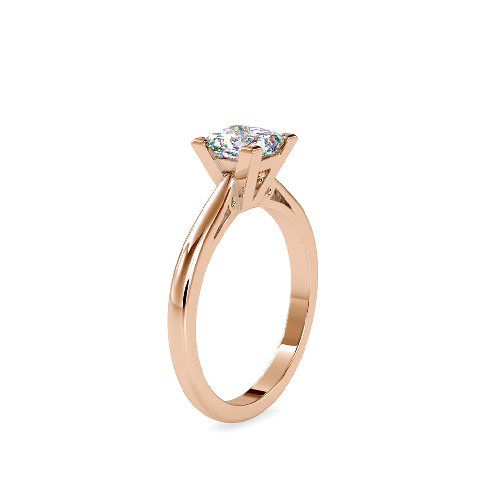 SKU: 0074 (14K) Classic Princess-cut Solitaire Ring Rose Gold.
