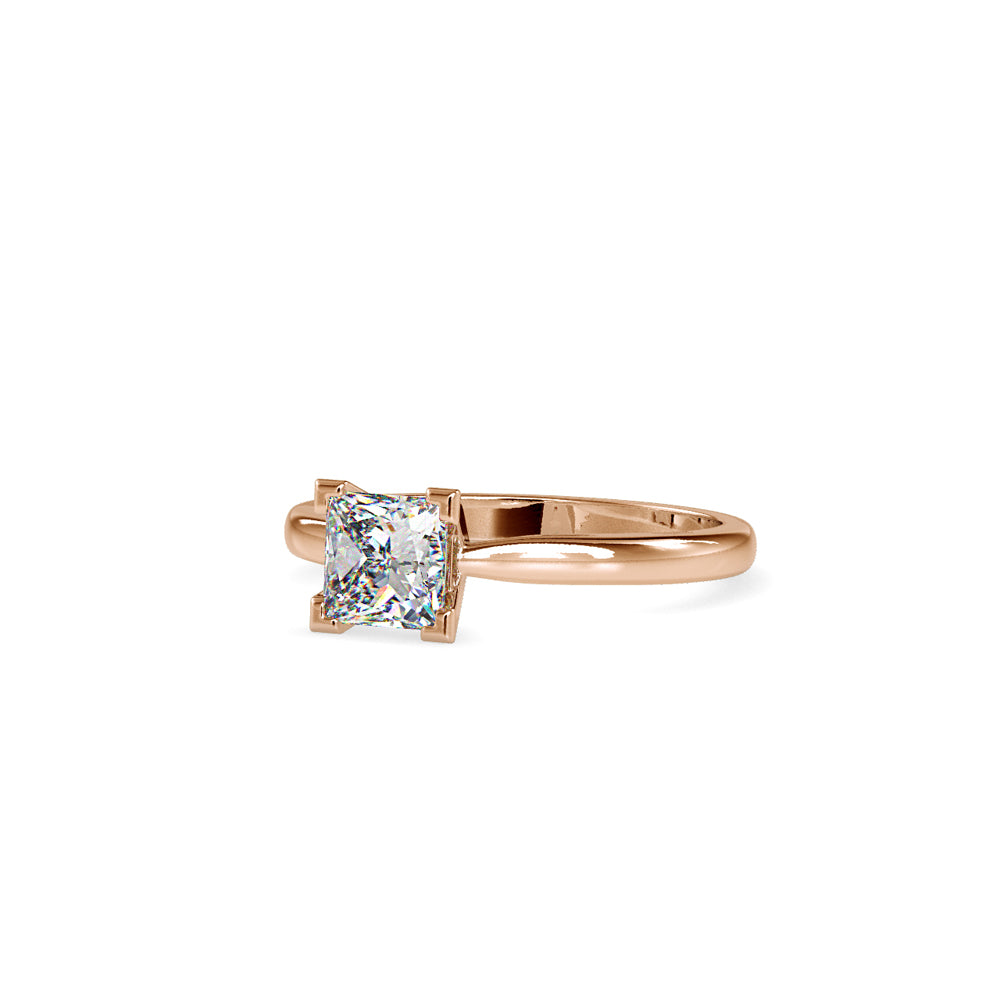 SKU: 0074 (14K) Classic Princess-cut Solitaire Ring Rose Gold.