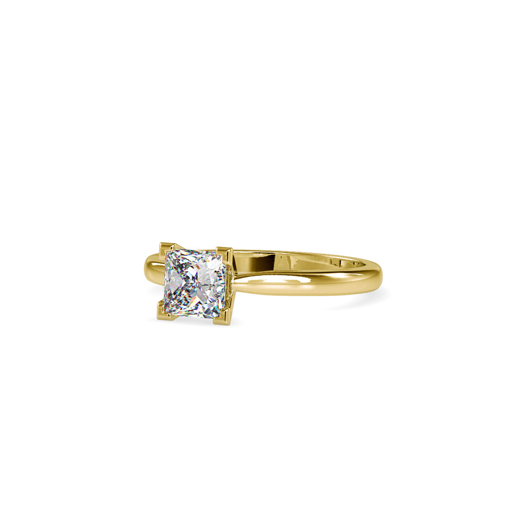 SKU: 0074 (10K) Classic Princess-cut Solitaire Ring Rose Gold.