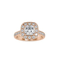 SKU: 0075 (10K) Sparkling Cushion Halo Engagment Ring Rose Gold.