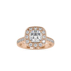 SKU: 0075 (10K) Sparkling Cushion Halo Engagment Ring Rose Gold.