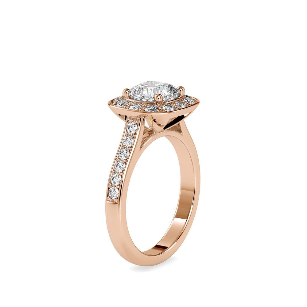 SKU: 0075 (18K) Sparkling Cushion Halo Engagment Ring Rose Gold.