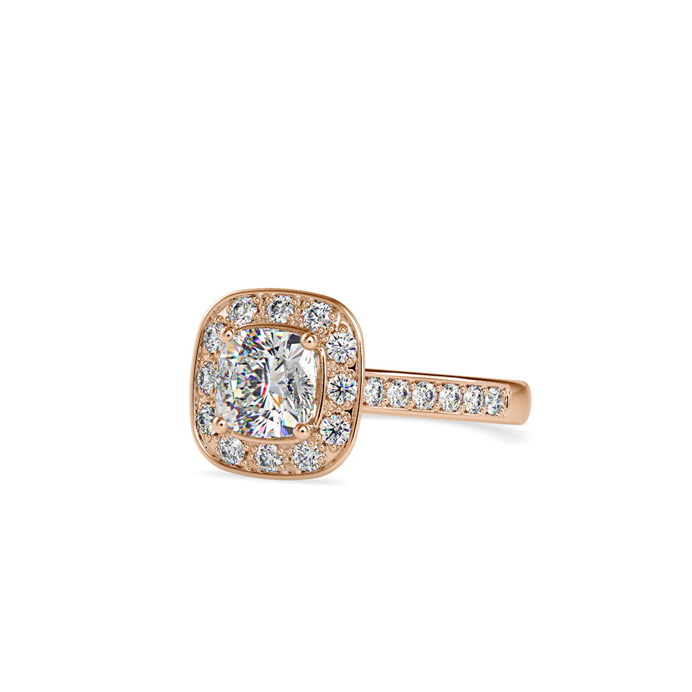 SKU: 0075 (10K) Sparkling Cushion Halo Engagment Ring Rose Gold.