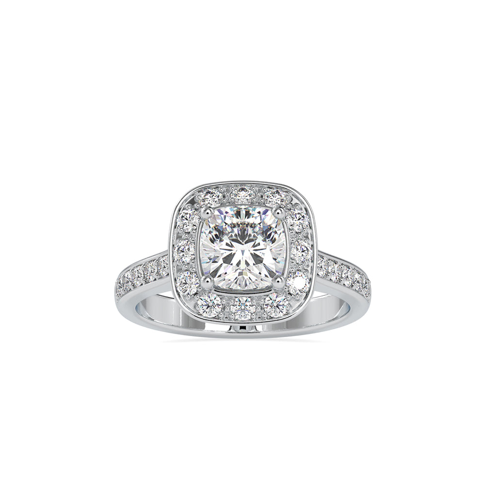 SKU: 0075 (10K) Sparkling Cushion Halo Engagment Ring Rose Gold.