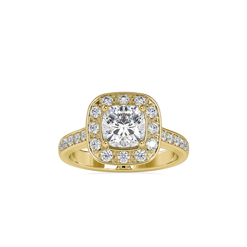 SKU: 0075 (14K) Sparkling Cushion Halo Engagment Ring Rose Gold.
