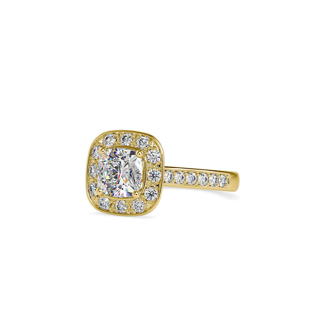 SKU: 0075 (18K) Sparkling Cushion Halo Engagment Ring Rose Gold.