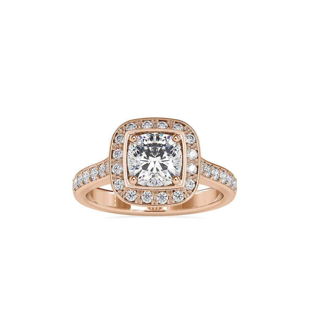 SKU: 0076 (22K) Sparkling Cushion Halo Engagment Ring Rose Gold.