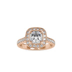 SKU: 0076 (10K) Sparkling Cushion Halo Engagment Ring Rose Gold.