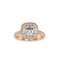 SKU: 0076 (18K) Sparkling Cushion Halo Engagment Ring Rose Gold.