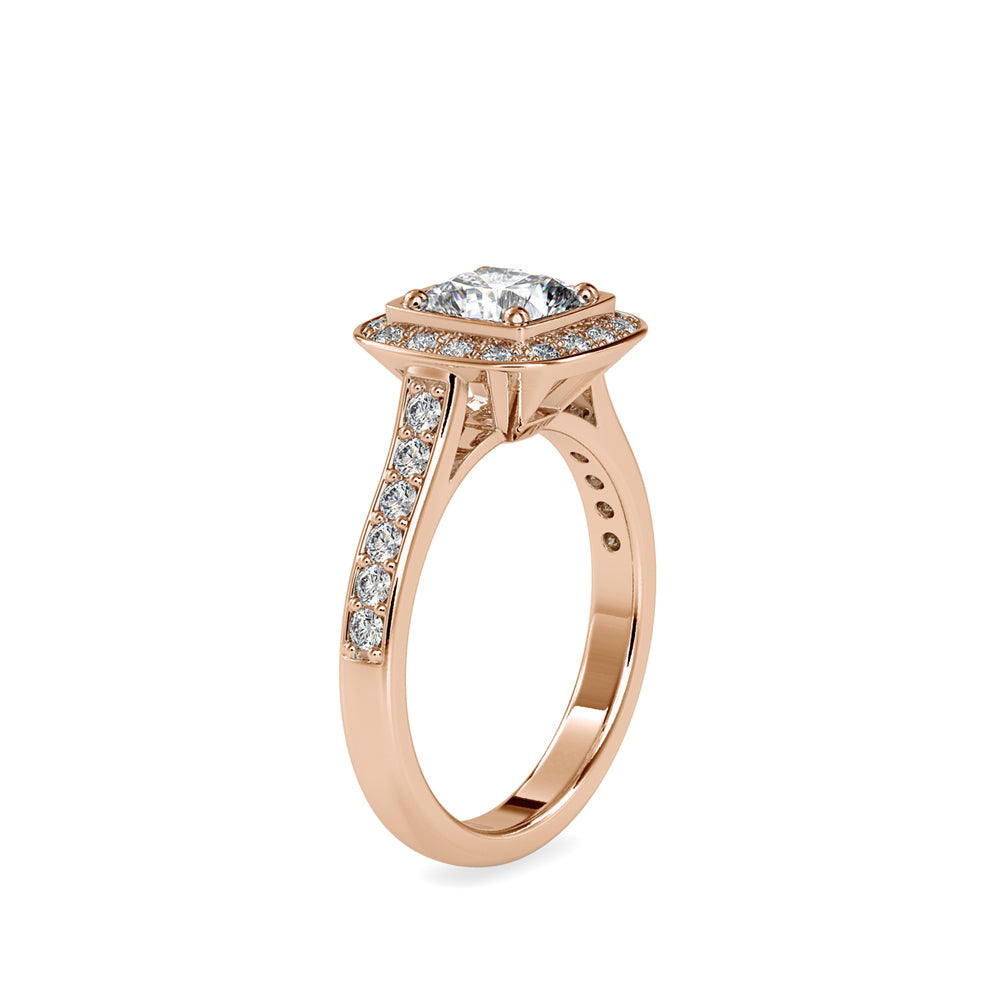 SKU: 0076 (10K) Sparkling Cushion Halo Engagment Ring Rose Gold.