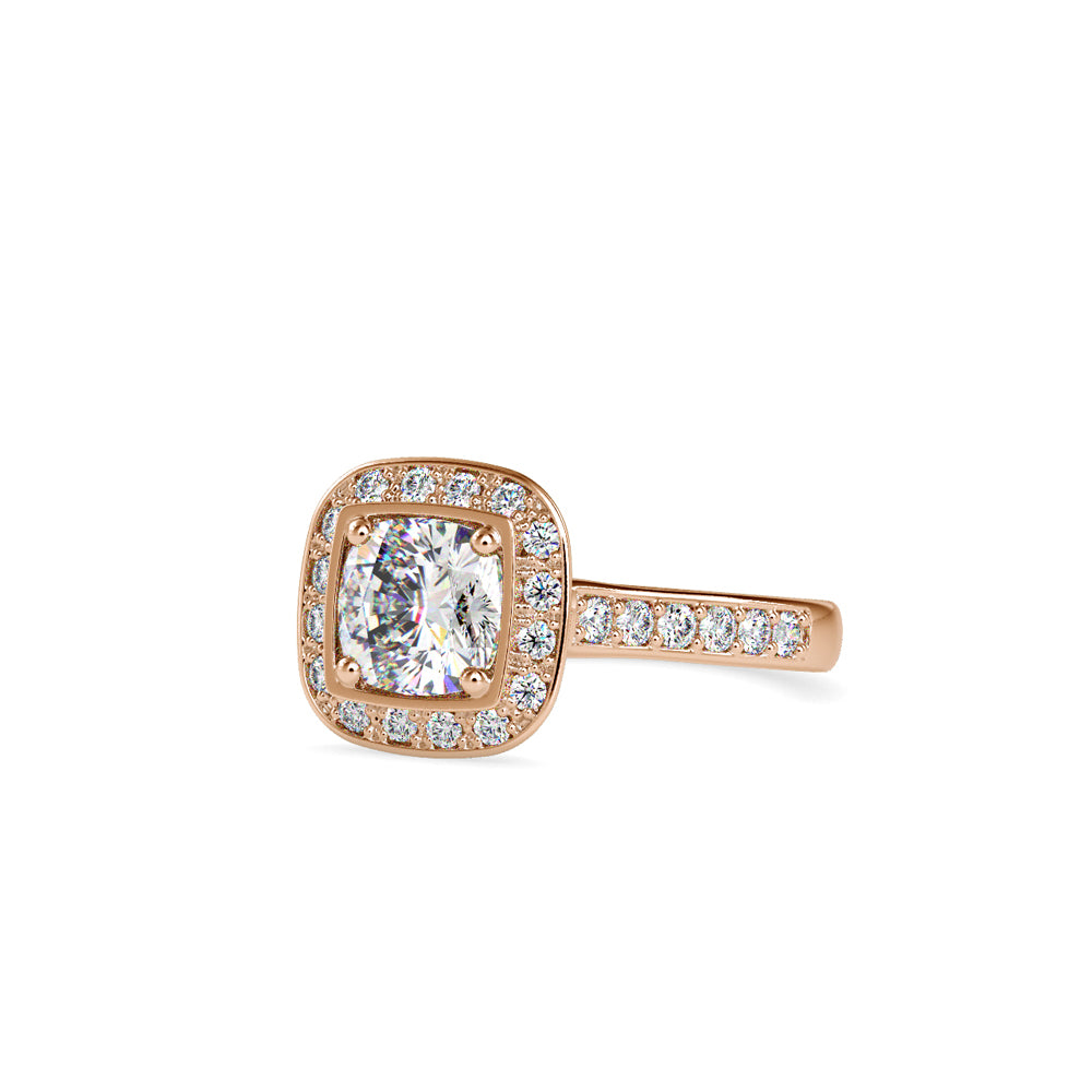 SKU: 0076 (22K) Sparkling Cushion Halo Engagment Ring Rose Gold.
