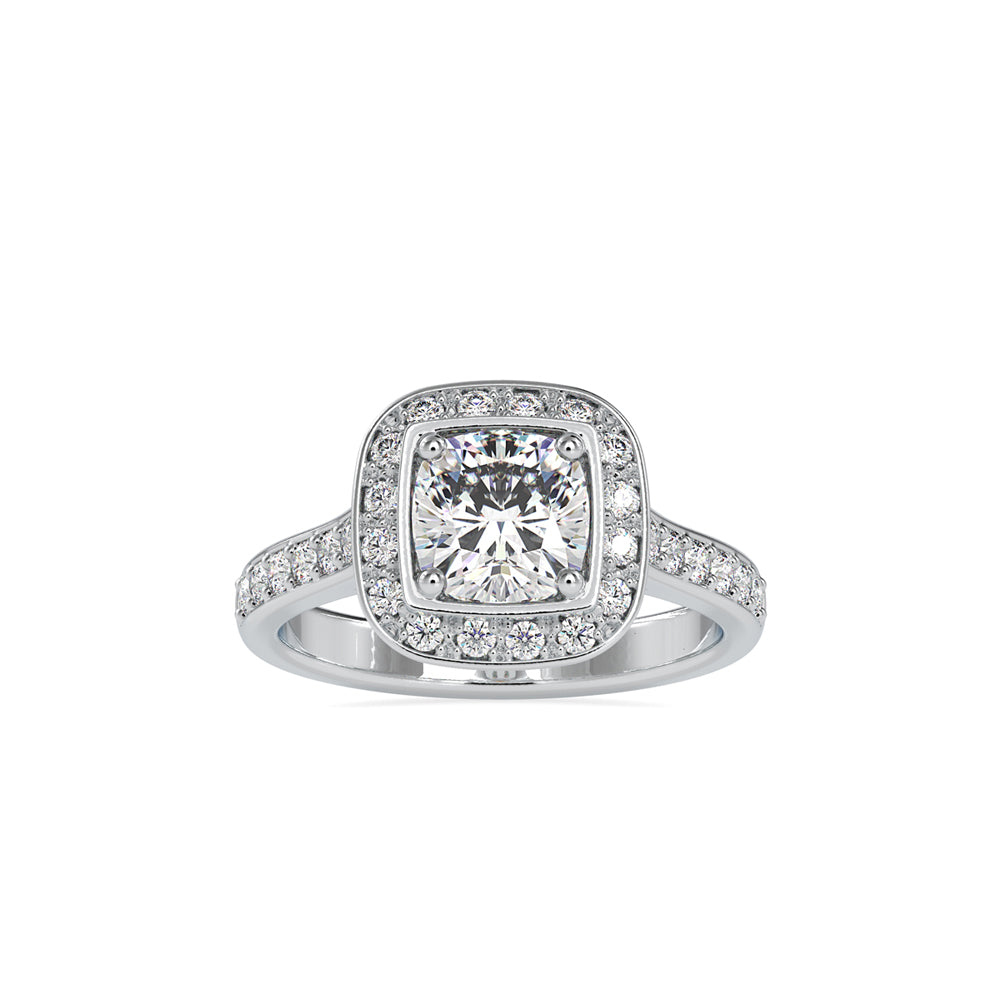 SKU: 0076 (18K) Sparkling Cushion Halo Engagment Ring Rose Gold.