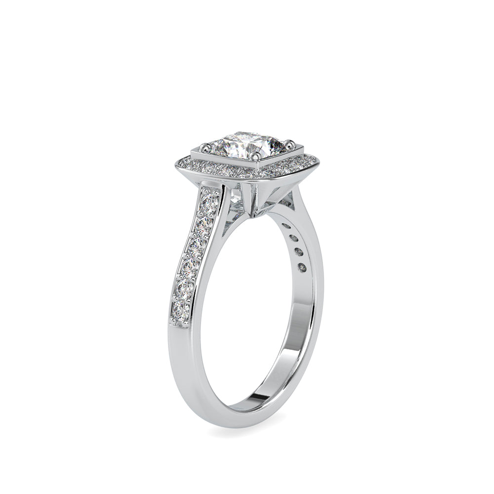 SKU: 0076 (10K) Sparkling Cushion Halo Engagment Ring Rose Gold.