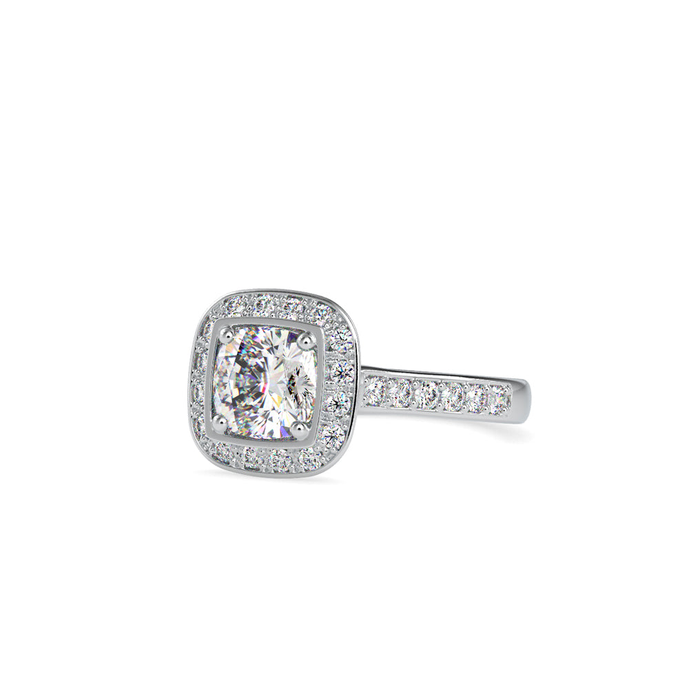 SKU: 0076 (10K) Sparkling Cushion Halo Engagment Ring Rose Gold.