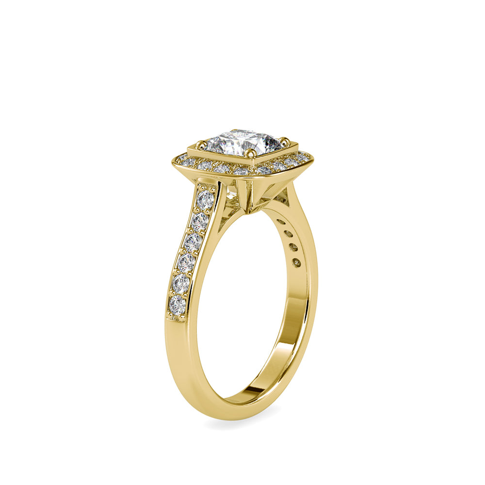 SKU: 0076 (14K) Sparkling Cushion Halo Engagment Ring Rose Gold.