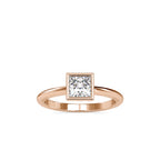 SKU: 0077 (22K) Modern Princess-cut Solitaire Ring In Rose Gold.