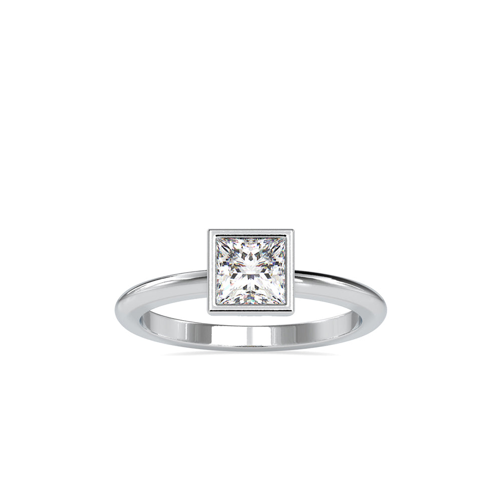SKU: 0077 (10K) Modern Princess-cut Solitaire Ring In Rose Gold.