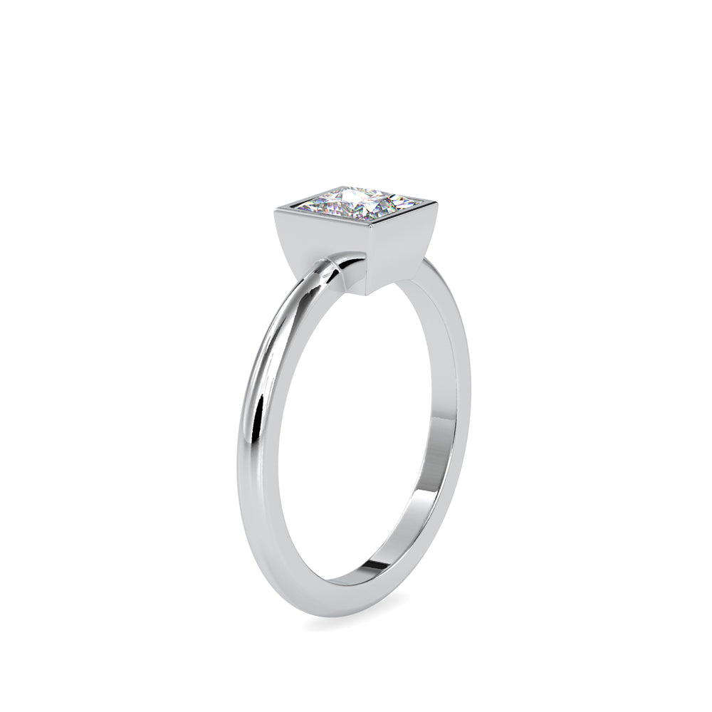 SKU: 0077 (10K) Modern Princess-cut Solitaire Ring In Rose Gold.