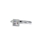 SKU: 0077 (18K) Modern Princess-cut Solitaire Ring In Rose Gold.