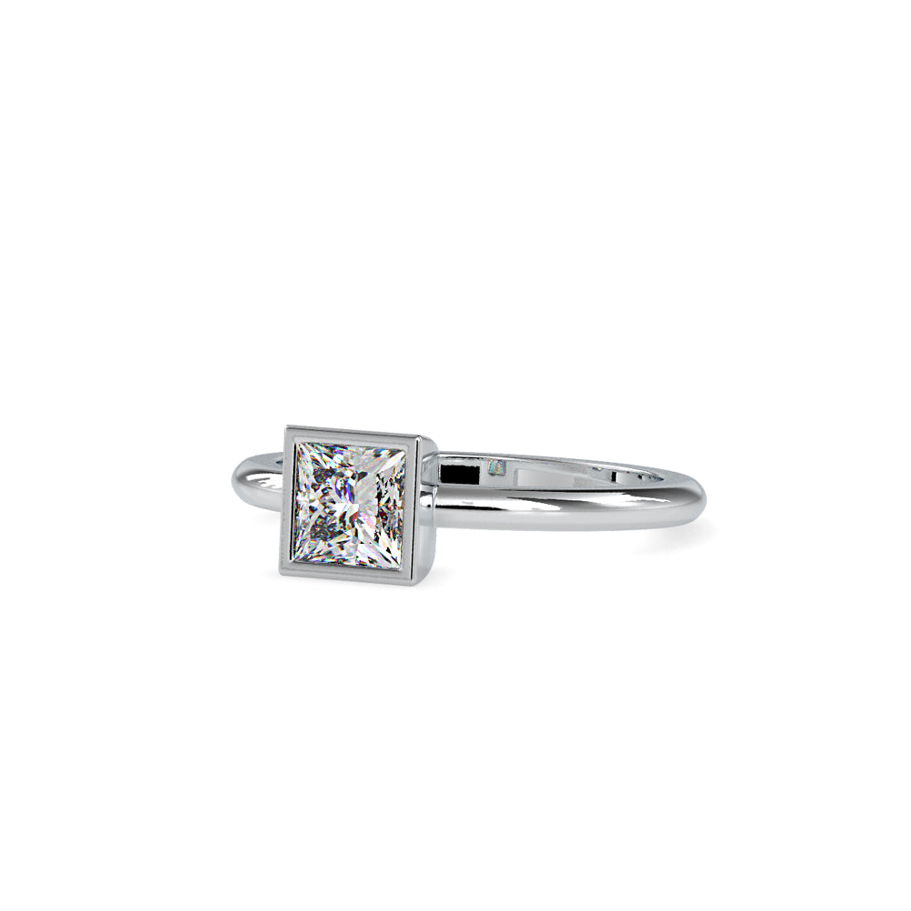 SKU: 0077 (10K) Modern Princess-cut Solitaire Ring In Rose Gold.
