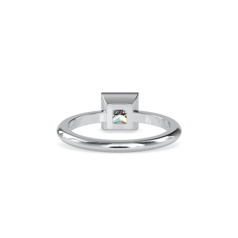 SKU: 0077 (14K) Modern Princess-cut Solitaire Ring In Rose Gold.