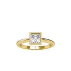 SKU: 0077 (22K) Modern Princess-cut Solitaire Ring In Rose Gold.
