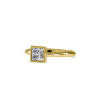 SKU: 0077 (18K) Modern Princess-cut Solitaire Ring In Rose Gold.