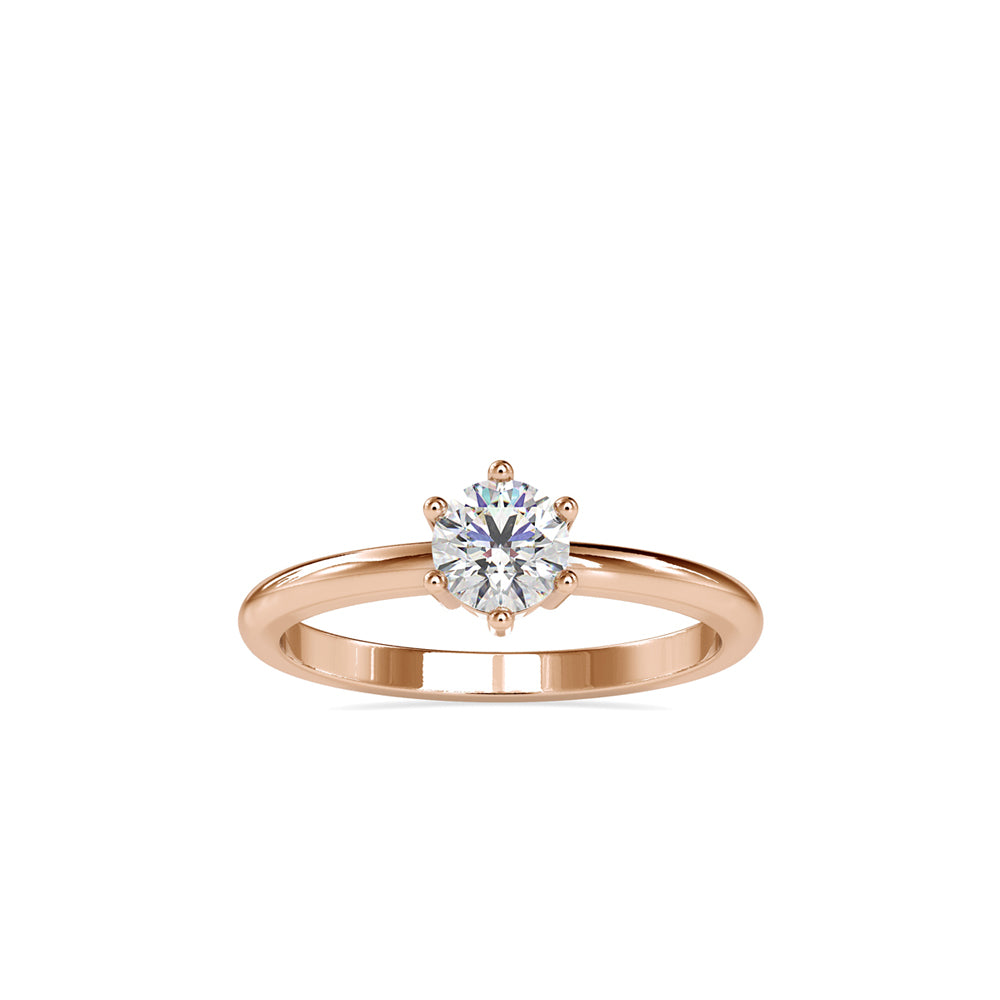 SKU: 0078 (14K) Modern Round-cut Solitaire with 6 Prongs in Rose Gold.