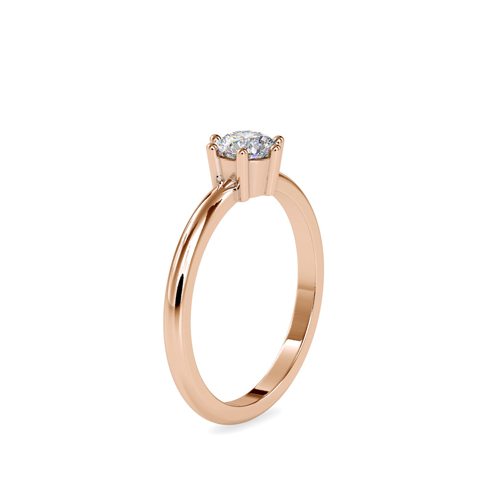 SKU: 0078 (10K) Modern Round-cut Solitaire with 6 Prongs in Rose Gold.