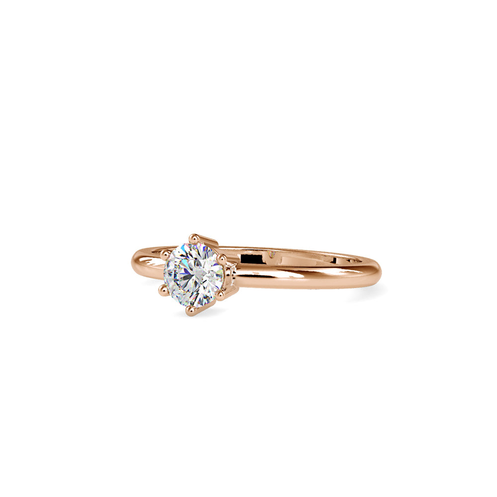 SKU: 0078 (14K) Modern Round-cut Solitaire with 6 Prongs in Rose Gold.