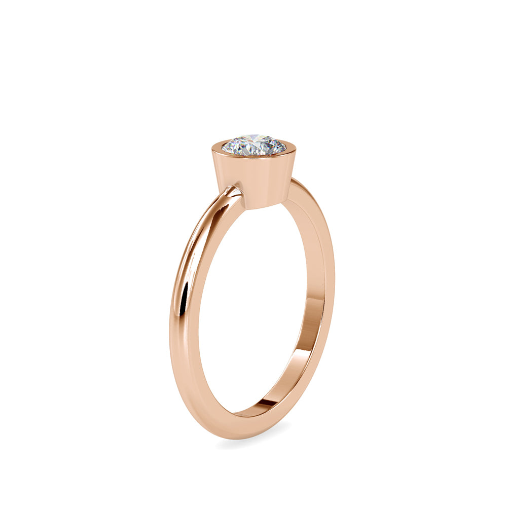 SKU: 0079 (10K) Modern Round-cut Solitaire Engagmrnt Ring in Rose Gold.