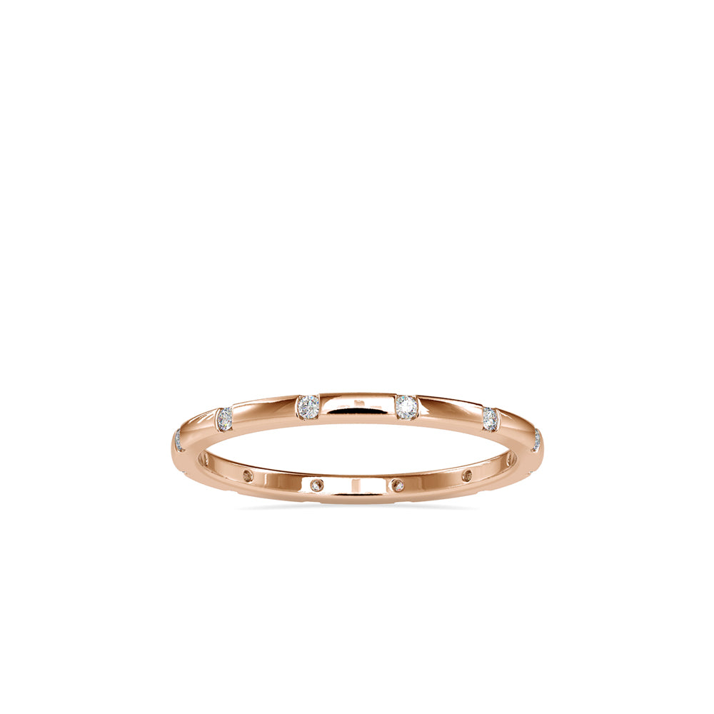 SKU: 0081 (18K) Dainty Diamond Wedding Band in Rose Gold.