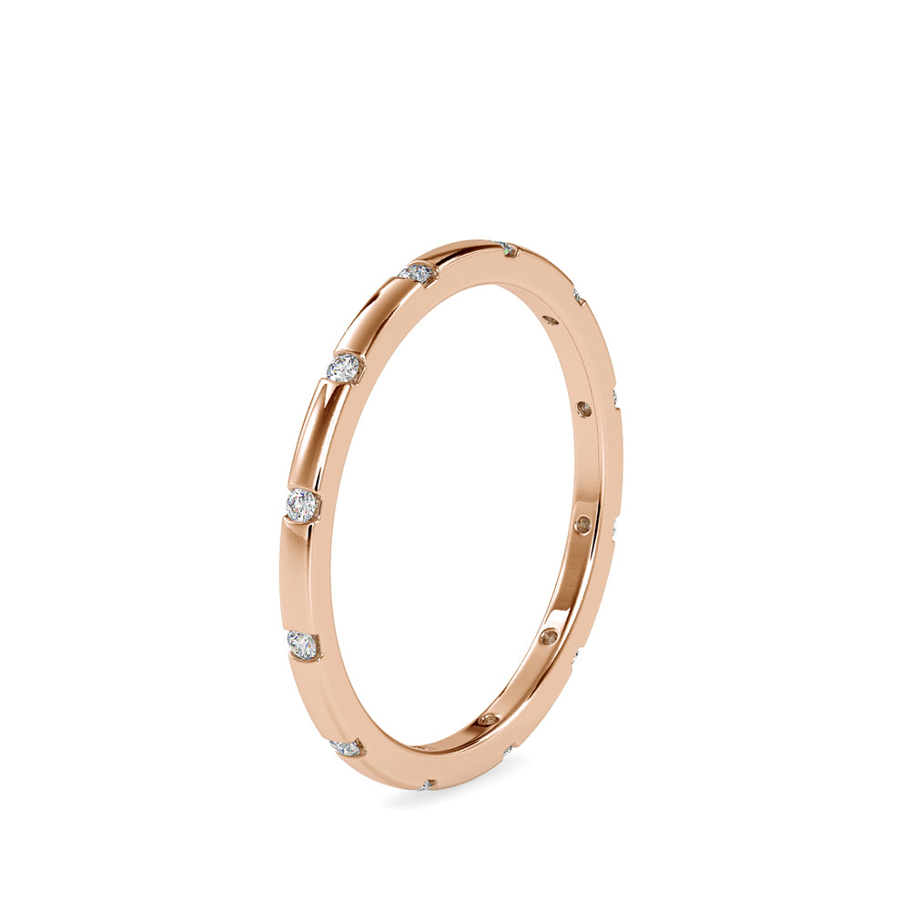 SKU: 0081 (22K) Dainty Diamond Wedding Band in Rose Gold.