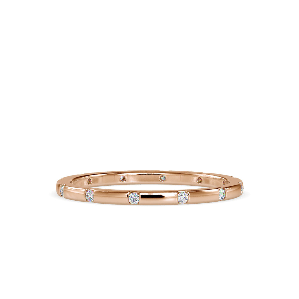 SKU: 0081 (18K) Dainty Diamond Wedding Band in Rose Gold.