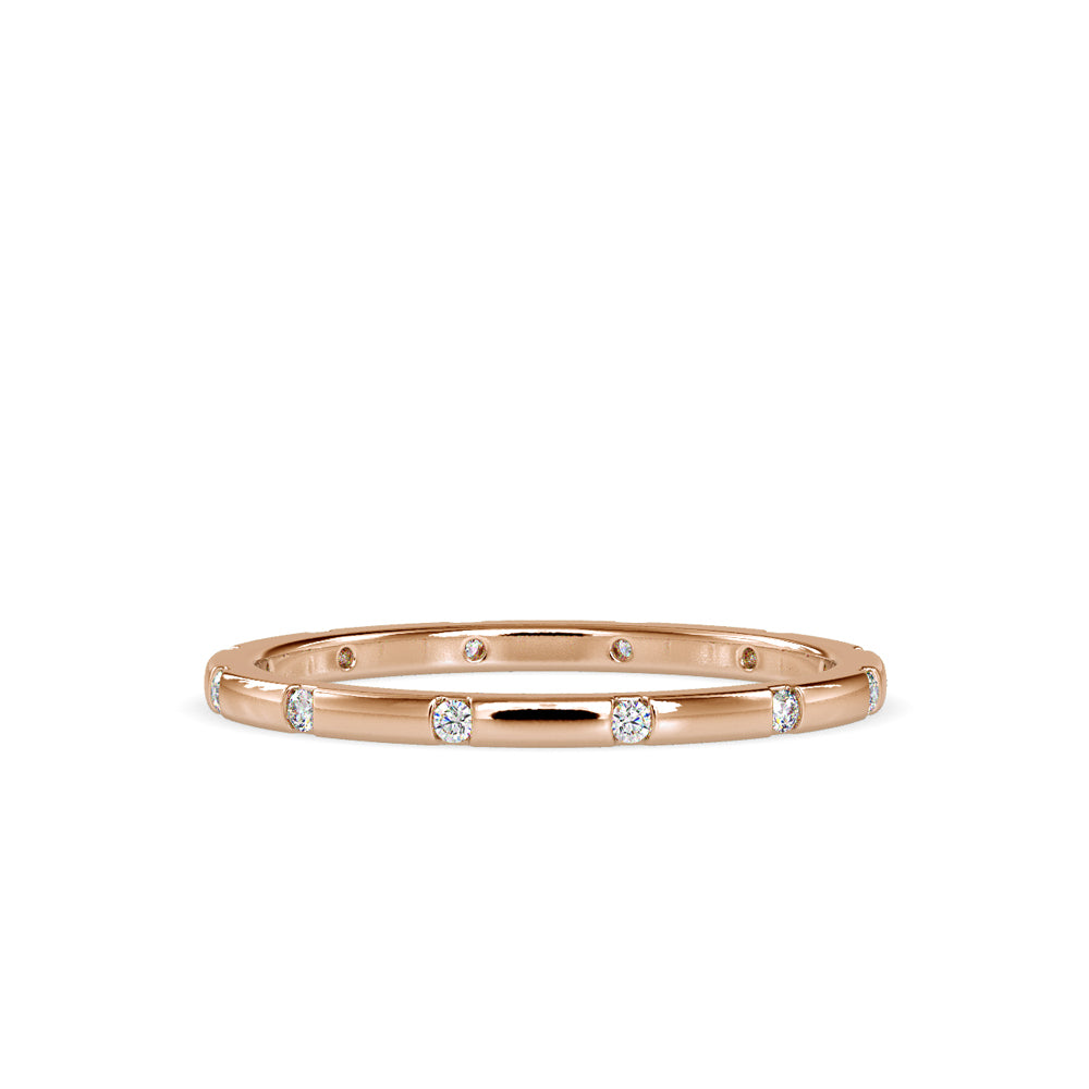 SKU: 0081 (22K) Dainty Diamond Wedding Band in Rose Gold.
