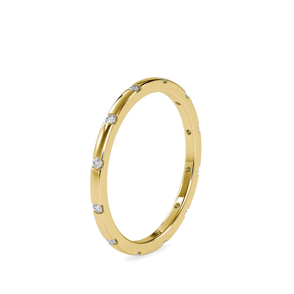 SKU: 0081 (18K) Dainty Diamond Wedding Band in Rose Gold.