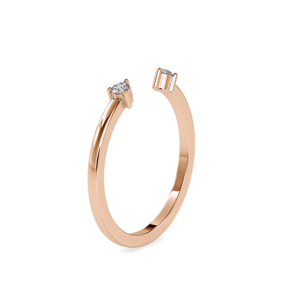 SKU: 0083 (14K) Dual stone Horseshoe Ring In Rose Gold.