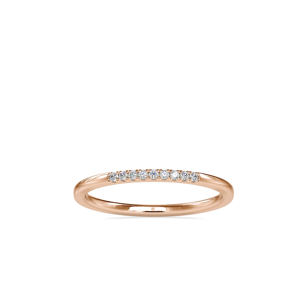 SKU: 0084 (10K) Dainty Diamond Bead-setting Wedding Band in Rose Gold.