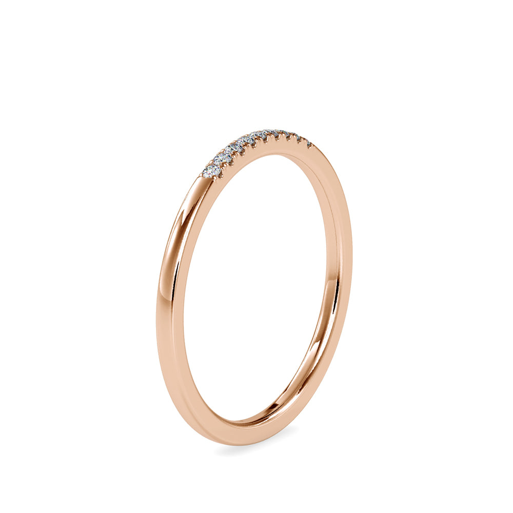 SKU: 0084 (22K) Dainty Diamond Bead-setting Wedding Band in Rose Gold.