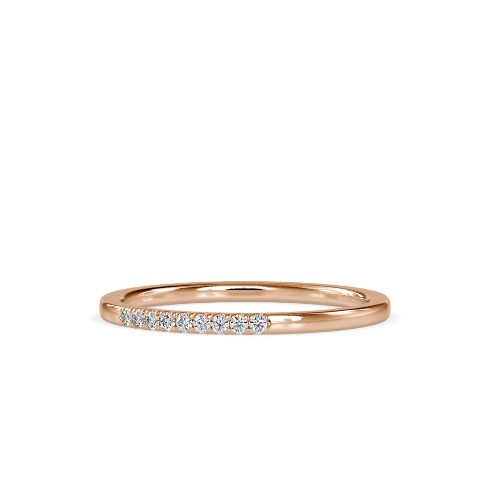 SKU: 0084 (22K) Dainty Diamond Bead-setting Wedding Band in Rose Gold.