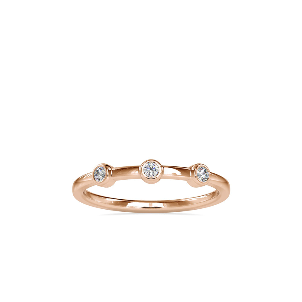 SKU: 0085 (22K) Minimalist Three-stone Ring in Rose Gold.