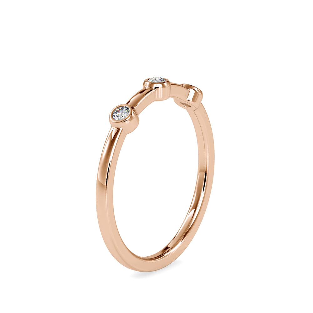 SKU: 0085 (18K) Minimalist Three-stone Ring in Rose Gold.
