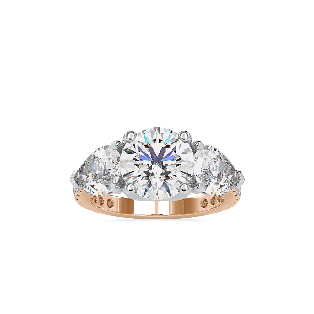 SKU: 0090 (18K) Two-tones pearl-Round Engagment Ring in Rose Gold.
