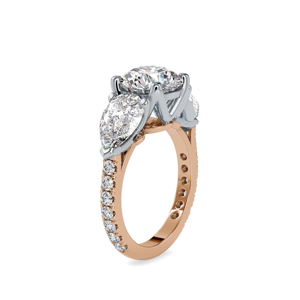 SKU: 0090 (22K) Two-tones pearl-Round Engagment Ring in Rose Gold.